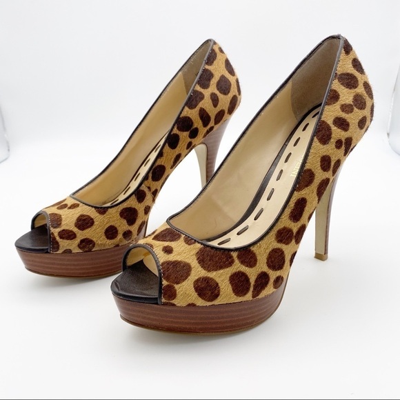 Enzo Angiolini Giraffe Print Calf Hair High Heels - Picture 3 of 8